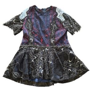 Jonathan Simkhai lace multicolor short sleeve blouse black red navy white